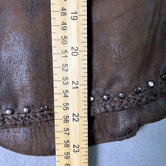 Reba McEntire Leather Jacket Womens Small Brown Western Country Vegan Studded - Picture 11 of 11